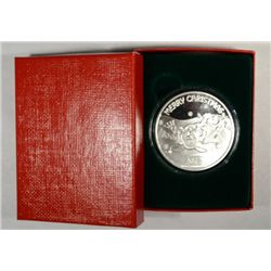 " MERRY CHRISTMAS 2012 " ONE OUNCE .999 SILVER ART ROUND WITH CAPSULE/GIFT BOX