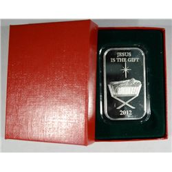 "JESUS IS THE GIFT " ONE OUNCE .999 SILVER ART BAR WITH CAPSULE/GIFT BOX