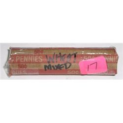 ROLL OF WHEAT PENNIES 50 TOTAL *UNSEARCHED MIXED DATES & GRADES* ROLL CAME OUT OF SAFE!!