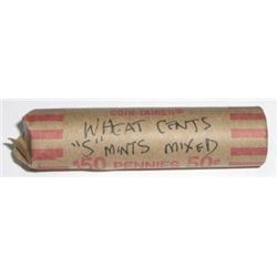 ROLL OF ALL "S" MINT WHEAT PENNIES 50 TOTAL *UNSEARCHED MIXED DATES & GRADES* ROLL CAME OUT OF SAFE!