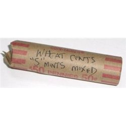 ROLL OF ALL "S" MINT WHEAT PENNIES 50 TOTAL *UNSEARCHED MIXED DATES & GRADES* ROLL CAME OUT OF SAFE!