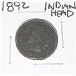 1892 INDIAN HEAD PENNY *NICE EARLY CENT-PLEASE LOOK AT PICTURE TO DETERMINE GRADE* !!