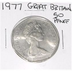 1977 GREAT BRITAIN 50 PENCE *NICE EARLY 50 CENT COIN-PLEASE LOOK AT PICTURE TO DETERMINE GRADE*!!