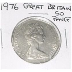 1976 GREAT BRITAIN 50 PENCE *NICE EARLY 50 CENT COIN-PLEASE LOOK AT PICTURE TO DETERMINE GRADE*!!