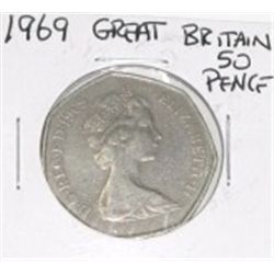 1969 GREAT BRITAIN 50 PENCE *NICE EARLY 50 CENT COIN-PLEASE LOOK AT PICTURE TO DETERMINE GRADE*!!