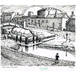 Harry Kernoff RHA (1900-1974) - GRAND CANAL LOCK, DUBLIN, ACCORDIAN PLAYER, DARBY AND JOAN & AN CAIL