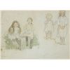 Image 1 : Sophia Rosamund Praeger HRHA RUA (1867-1954) - GROUP OF YOUNG GIRLS and SKETCH OF A GIRL (A PAIR)