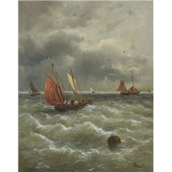 Attributed to Alexandre Auguste Rose (French, 19th Century) - FISHING BOATS AT THE ADRIATIC SEA (A P