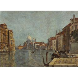 20th Century French School  - CANAL IN VENICE WITH VIEW OF SAN MARCO CATHEDRAL, 1921