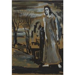 Gladys Maccabe HRUA ROI FRSA (b.1918) - MAN WITHIN A DESOLATE LANDSCAPE