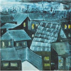 Jonathan Wade (1941-1973) - DUBLIN ROOFTOPS BY NIGHT