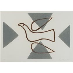 Breon O'Casey (1928-2011) - DOVE WITH GREY TRIANGLES, 2001 and BIRD ON GREY & ORANGE, 1999 (A PAIR)
