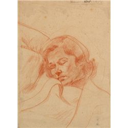 20th Century Irish School  - PORTRAIT OF A LADY SLEEPING, 1957