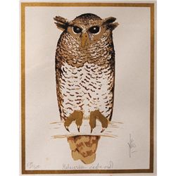 Christine Nason  - MALAYSIAN EAGLE-OWL and LONG EARRED OWL (A PAIR)