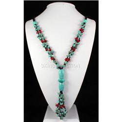 436.65CTW CHUNKY TURQUOISE BEADED FASHION NECKLACE