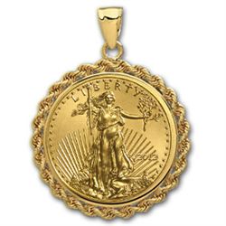 2012 1/2 oz Gold Eagle Pendant (Rope-Prong Bezel)14kt