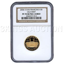 Certified Commemorative $5 Gold 2006-S SF Old Mint PF70