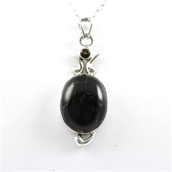 36.ctw Black Onyx Gemstone Silver Pendant