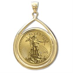 2012 1/4 oz Gold Eagle Teardrop Pendant (Prong Bezel) 1