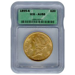 Certified US Gold $20 Liberty 1895-S AU58 ICG