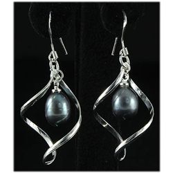 Natural 3.92g Pearl Spiral Dangling Silver Earring