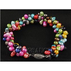 175.9CTW 7" MULTICOLOR RICE PEARL BRACELET METAL LOCK