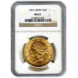 Certified US Gold $20 Liberty MS61 (Dates Our Choice)