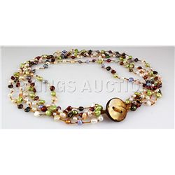 146.21CTW Multi Color Thread Freshwater Pearl Necklace