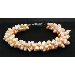 148.3CTW 7" PEACH RICE PEARL BRACELET METAL LOCK