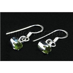 0.60CT Peridot Bezel Design 0.925 Hook Earring 1.56g
