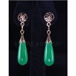 Natural 25.00ctw Green Jade Dangling Earring