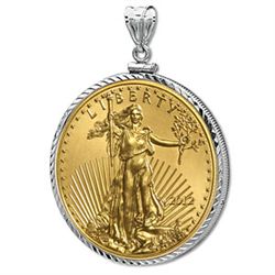 2012 1/4 oz Gold Eagle White Gold Pendant (DiamondScrew