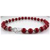 Image 2 : 434.55ctw Red Sea Coral Beads Silver Necklace
