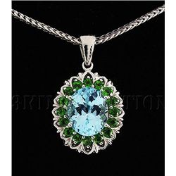 Lovely 3.74g Silver Topaz&Chorme Diopside Pendant 5.89c