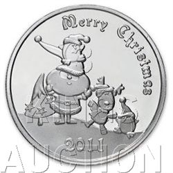 Christmas 2011 Silver Round X-3 Merry Christmas