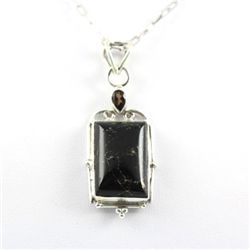 30.5ctw Smokey Quartz & Black Onyx Silver Pendant