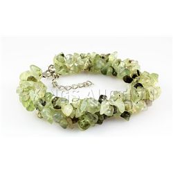 261.72CTW 7in. GREEN CHARTREUSE CHIPPED BRACELET METAL