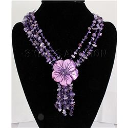 513.23CTW FOUR ROWS CHIPPED AMETHYST BEADS NECKLACE