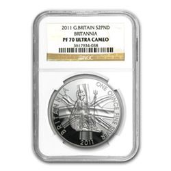 2011 1 oz Silver Britannia PF-70 UCAM NGC