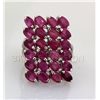 Image 2 : 47.81CTW Pink Ruby Cluster Design Silver Earring