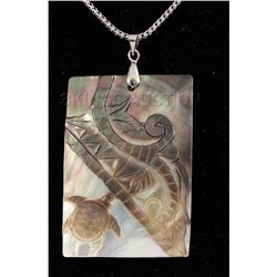 NATURAL 35.5CTW MOTHER OF PEARL SILVER PENDANT