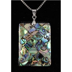 NATURAL 51.56CTW MOTHER OF PEARL SILVER PENDANT