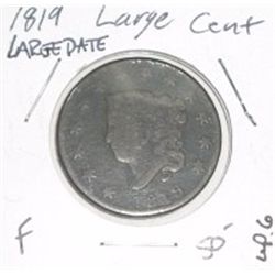 1819 LARGE CENT MATRON HEAD LARGE DATE RED BOOK VALUE IS $50.00 *RARE FINE GRADE EARLY CENT*!!