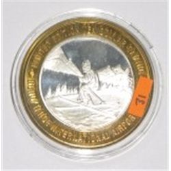 SILVER STRIKE .999 FINE SILVER $10 CASINO GAMING COIN *1995 RENO TAHOE AIRPORT* COIN WEIGHS 1.34ozs!