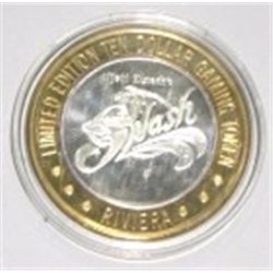 SILVER STRIKE .999 FINE SILVER $10 CASINO GAMING COIN *1993 RIVIERA/SPALSH* COIN WEIGHS 1.34ozs!!