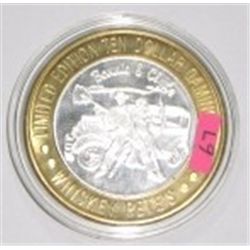 SILVER STRIKE .999 FINE SILVER $10 CASINO GAMING COIN *WHISKEY PETES/BARNIE & CLYDE* WEIGHS 1.34ozs!