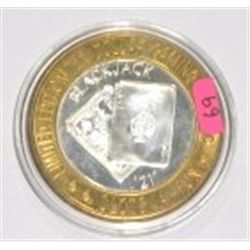 SILVER STRIKE .999 FINE SILVER $10 CASINO GAMING COIN *SLOTS A FUN/BLACKJACK 21* WEIGHS 1.34ozs!!