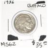 Image 1 : 1936 BUFFALO NICKEL RED BOOK VALUE IS $35.00 *RARE MS-62 HIGH GRADE!! NICKEL CAME OUT OF SAFE!!