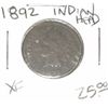 Image 1 : 1892 INDIAN HEAD RED BOOK VALUE IS $25.00 *RARE EXTRA FINE HIGH GRADE!! PENNY CAME OUT OF SAFE!!