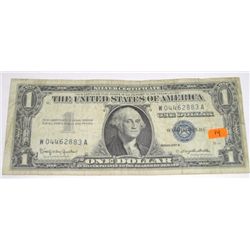 1957 SERIES B $1 SILVER CERTIFICATE SERIAL #W04462883A *NICE EARLY U.S. BILL!!